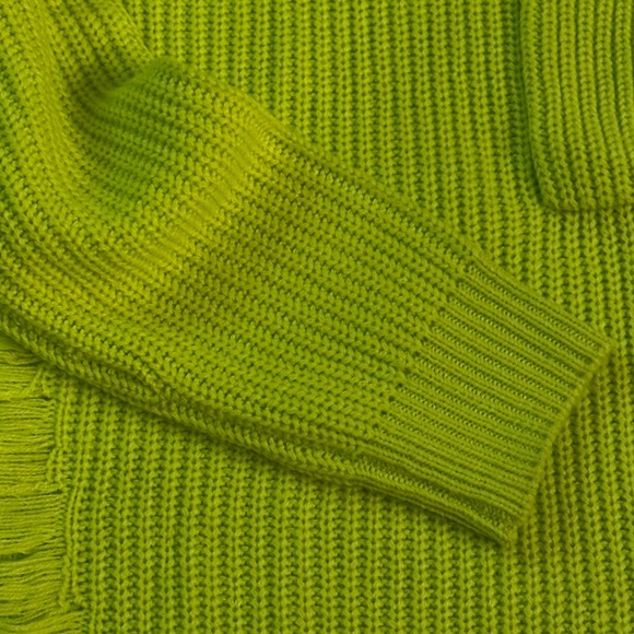 Sweet & Sinful Neon Green Distressed Knit Sweater XL  Cutout Oversized Pullover - Picture 5 of 6